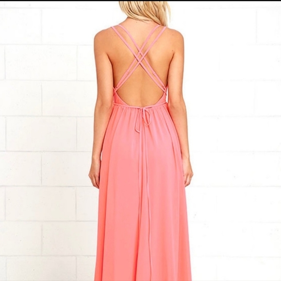Long coral maxi dress (event) - Picture 2 of 3